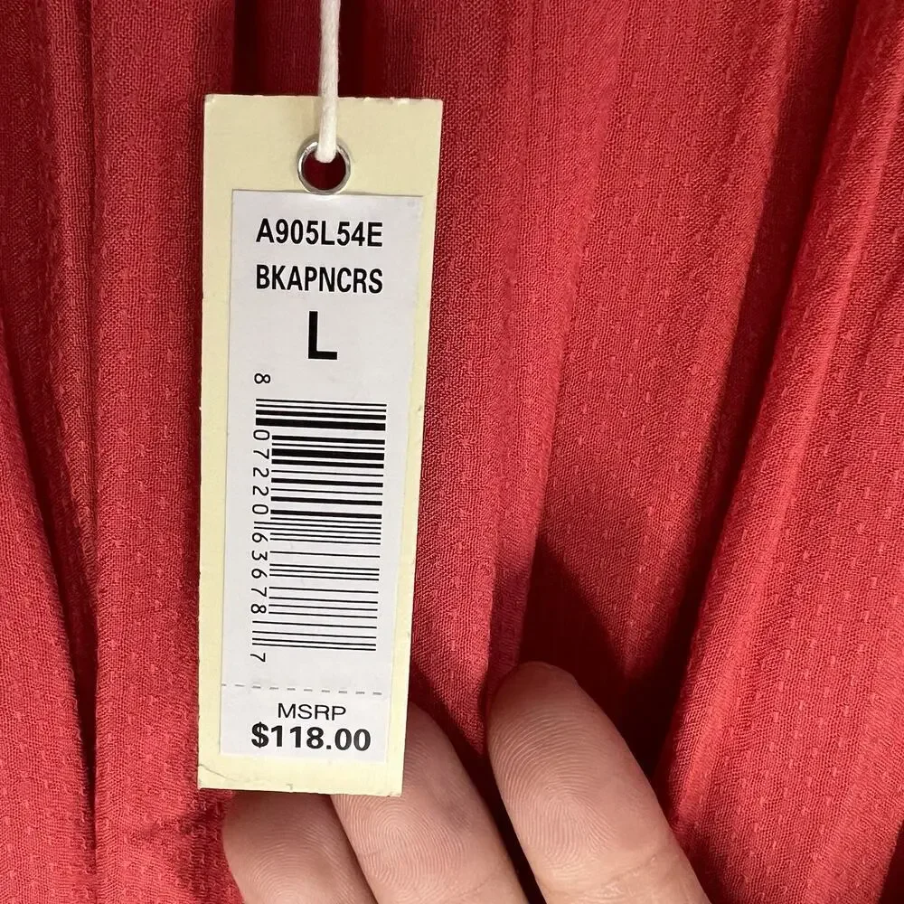 NWT Max Studio Red Mini Dress Sz L College Sundress Vacation Embroidered Ruffle - Picture 8 of 14